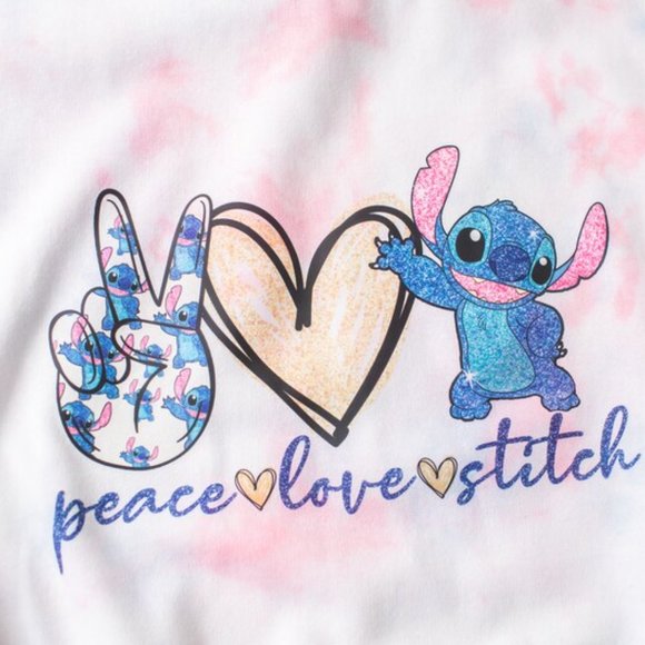Peace Love Stitch Blue Pink Tie-Dye Sweatshirt - Picture 2 of 3